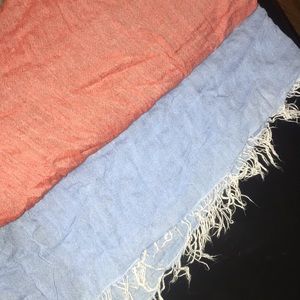 Blue gray brown and orange/pink wrap